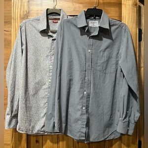Perry Ellis Gray/Black and Croft&Barrow  White/Gray Striped Button Down Shirts